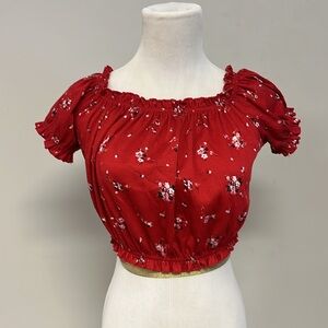 Floral Red Off-Shoulder Top